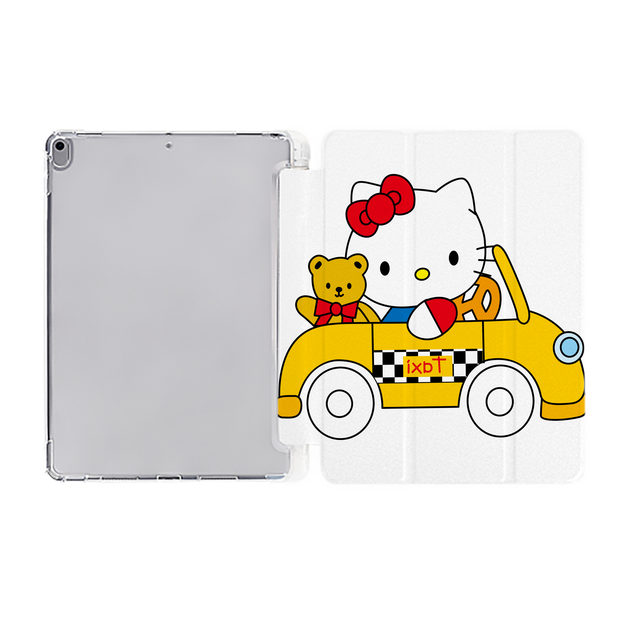 （画像用） Hello Kitty ハローキティ IPad ケース ペン収納付き 三つ折りスタンド PUレザー×シリコン 対応機種9.5/10.5/10.9インチ